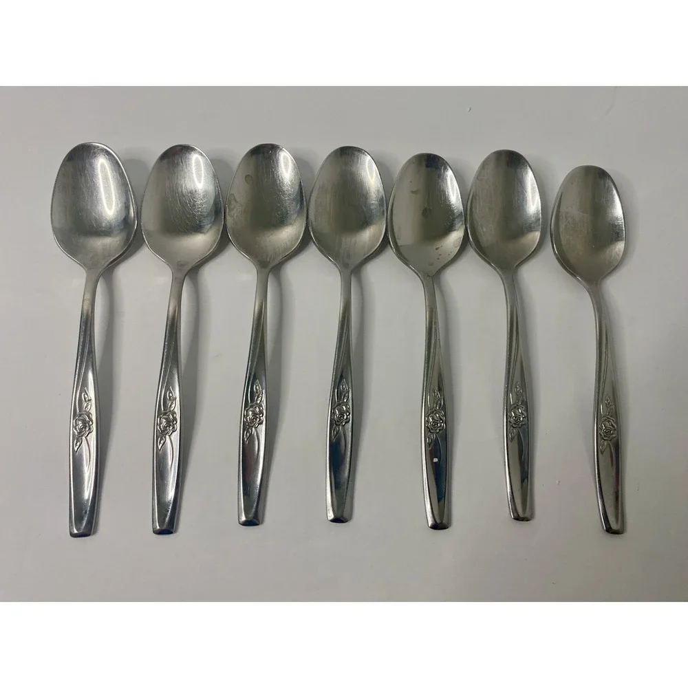 International Random Rose Stainless Flatware Set 7 Teaspoons Replacements